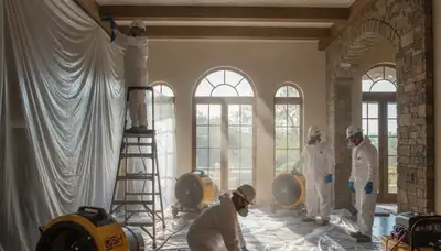 Water damage restoration team serving Thousand Oaks, CA, with professional cleanup equipment
