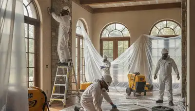 Water damage restoration team serving Thousand Oaks, CA, with professional cleanup equipment