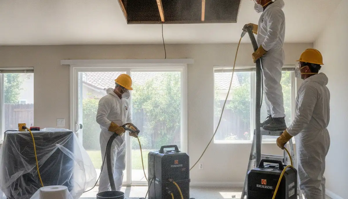 Water damage restoration team serving Thousand Oaks, CA, with emergency cleanup equipment