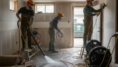 Thousand Oaks, CA water damage restoration team extracting water from a flooded home
