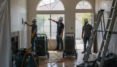 Water damage restoration team in Thousand Oaks, CA inspecting commercial property damage